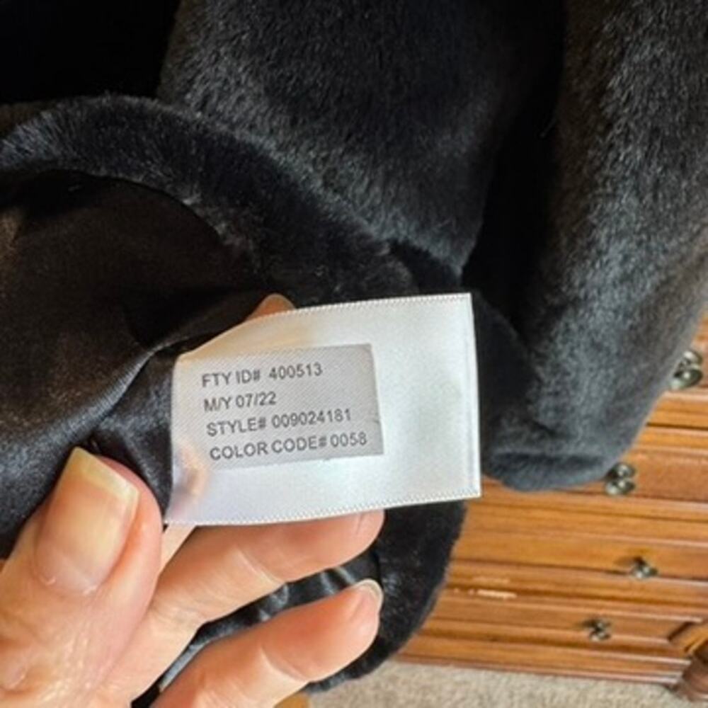 EXPRESS Black Faux Fur Coat Plush Mid Length Winter Jacket - Picture 4 of 7